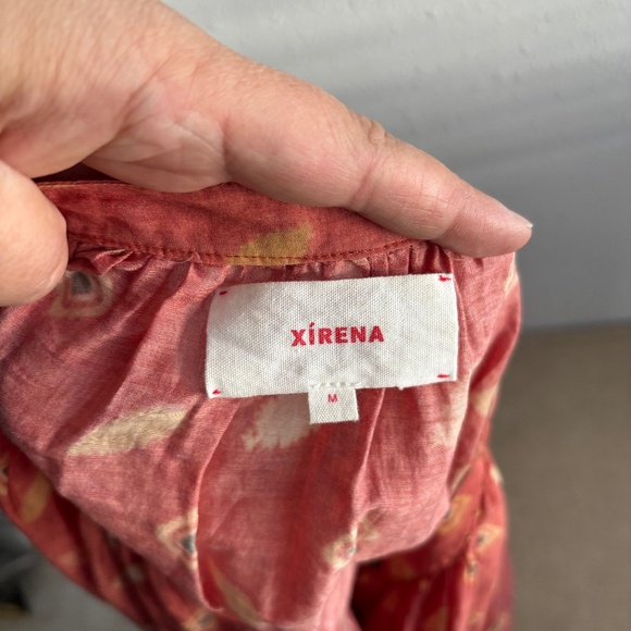 Xirena Caliope Red Orange Button Down Peasant Top - Picture 2 of 8